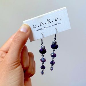 🌟FREE🌟c.A.K.e by Ali-Khan Vintage Handcrafted Purple Crystal Dangling Earrings